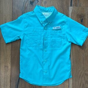 Columbia Teal Button Down Shirt Lightweight Outdoor Wear